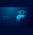 graduation cap on abstract globe earth global vector image vector image