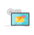 flat style of mail on laptop screen vector image