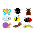 insect set ladybug ladybird beetle dragonfly vector image