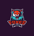 sports logo with fox mascot colorful sport emblem vector image