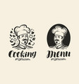 portrait happy chef logo icon and label vector image
