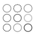 black isolated circle and round floral icons set vector image