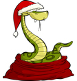 santa snake in the bag vector image vector image