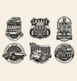 vintage monochrome custom cars prints vector image