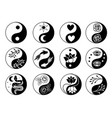 set of isolated black and white yin yang symbol vector image