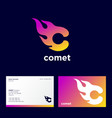 comet logo astronomical object icon letter c vector image