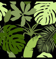 seamless pattern green tropical leaves vector image