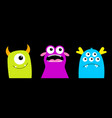 happy halloween monster set line kawaii cute vector image vector image