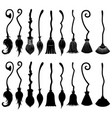set of different witch brooms vector image