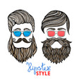 hipsters heads colored glasses doodle pictograms vector image