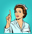 woman nurse attention gesture vector image