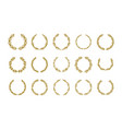 gold laurel foliage wreath set vector image