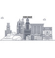 chicago united states outline travel skyline vector image