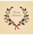 christmas ilex wreath in vintage style vector image