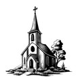 church retro hand drawn sketch vector image
