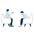 men sit on armchairs and talking people vector image