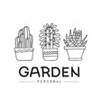 personal garden set of hand-drawn succulent vector image vector image