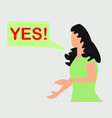 young woman said yes cartoon art isolated vector image