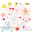 cute rabbit cartoon baby shower theme vector image