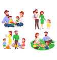 family retro cartoon style set vector image