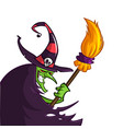 cartoon old ugly funny witch in hat with a broom vector image