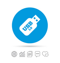 Usb 30 stick sign icon usb flash drive button Vector Image
