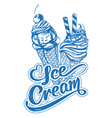 ice cream logo calligraphic text hand drawn vector image