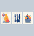 still life wall art kitchen coocking composition vector image vector image