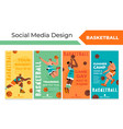 social media set with basketball club promotion vector image