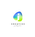 i letter logo design with oval green blue shape vector image