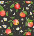 apple pattern with daisy autumn fruits leaves vector image vector image