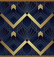 abstract art deco seamless blue and golden pattern vector image vector image