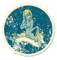 distressed sticker tattoo style icon a pinup vector image vector image