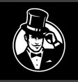 a man in top hat gentleman club logo vector image vector image