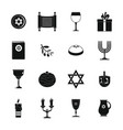 chanukah jewish holiday icons set simple style vector image