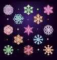 neon snowflakes collection vector image vector image