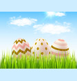 decorative easter eggs and green grass vector image vector image
