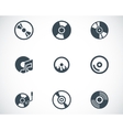 black cd disk icons set vector image vector image