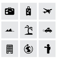 black travel icons set vector image