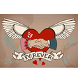 old-school style tattoo card with heart man vector image