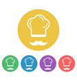 cook colored flat style round icons vector image