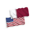 flags qatar and america on a white background vector image