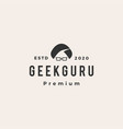 geek guru hipster vintage logo icon vector image
