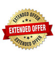 extended offer 3d gold badge with red ribbon vector image