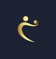 mother and child abstract swoosh gold logo vector image vector image