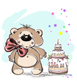 nice little bear and cake vector image