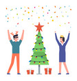 people celebrate merry christmas and new year vector image vector image