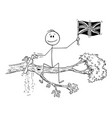 cartoon man waving flag united kingdom vector image
