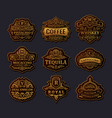 vintage gold emblem set flourishes crest vector image