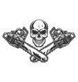 skull and two crossed chainsaws vector image vector image